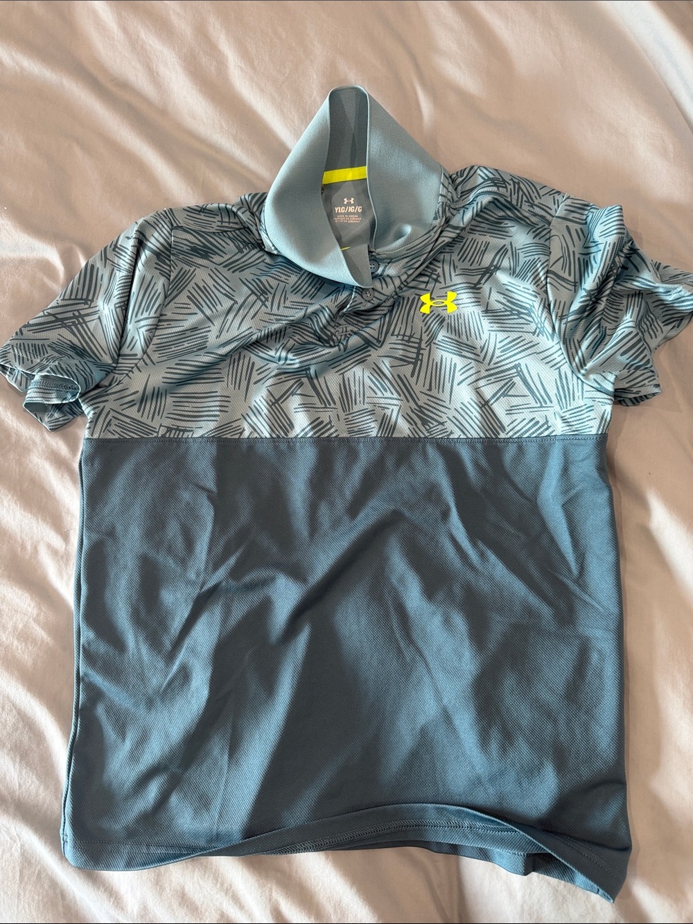 Under Armour boy Light Blue Patterned Performance Polo
